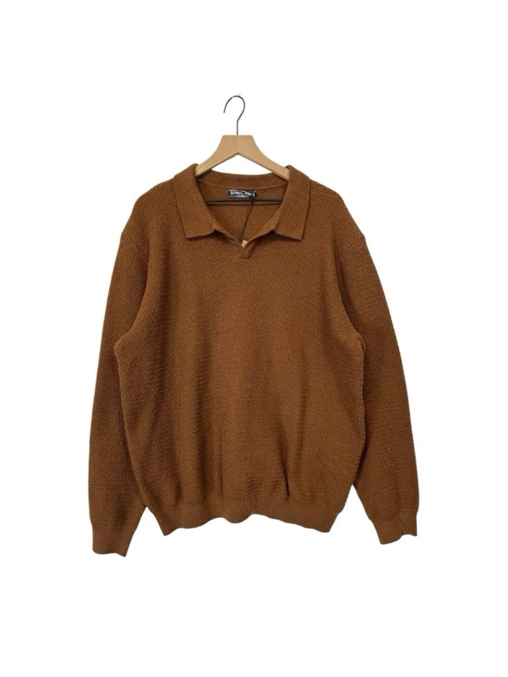 PJ Paul Jones Polo Knit Sweater Size XL Brown Knit